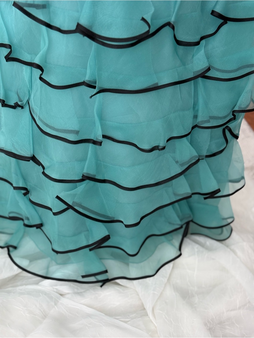 NWT LOTTIE TEAL Sachin and Babi exclusive NM Silk ORGANZA Gown SZ 8 $795 MSRP - Picture 9 of 10